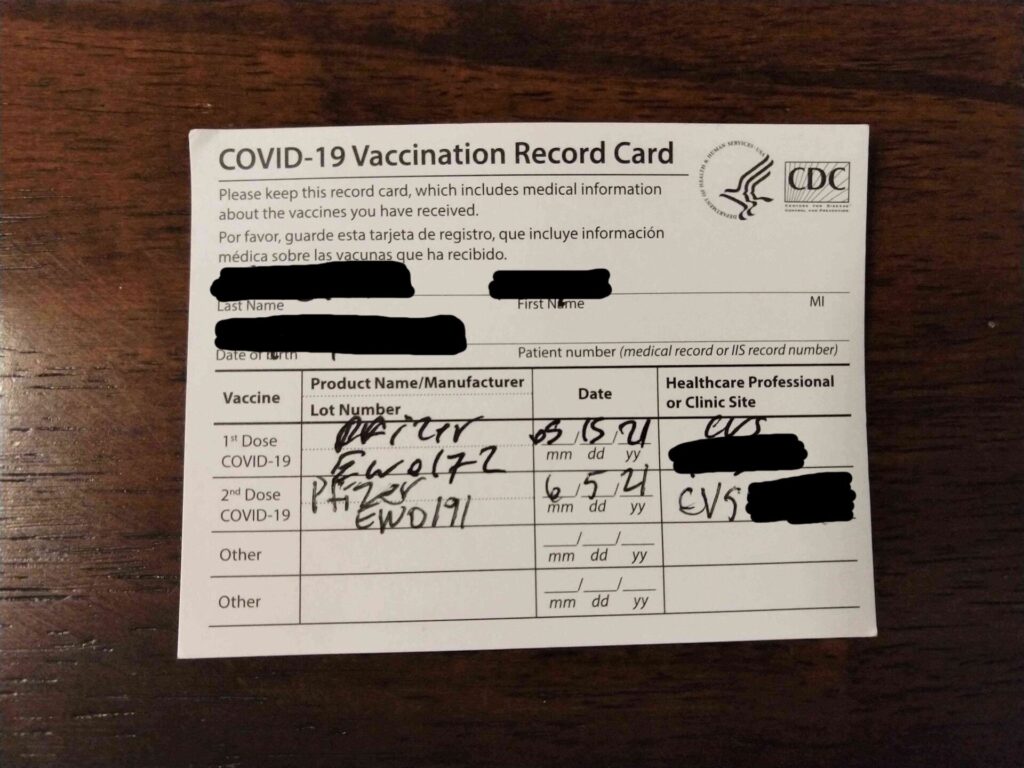 CDCワクチン接種カード